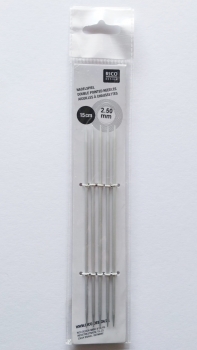 Nadelspiel kurz 15 cm / 2,5 mm  grau Aluminium