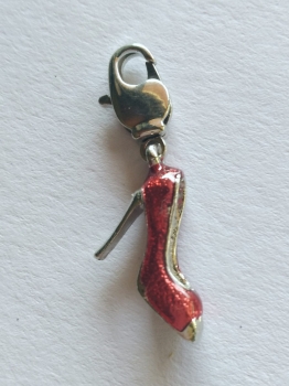 Anhänger Charms - "High Heel" - 18 x 13 mm - rot - mit Karabiner