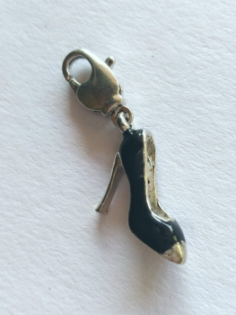 Anhänger Charms - "High Heel" - 18 x 13 mm - schwarz - mit Karabiner