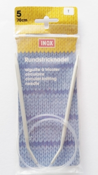 Inox Rundstricknadel 70 cm/5mm grau Aluminium