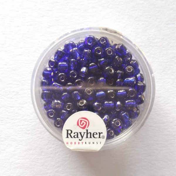 Rocailles mit Silbereinzug 4 mm ø / 17 gr. royalblau