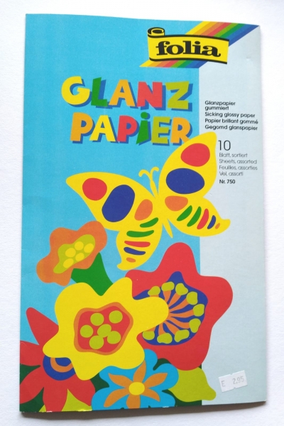 Glanzpapier - 10 Blatt  - trockengummiert - 295 x 185 mm - farbig sortiert