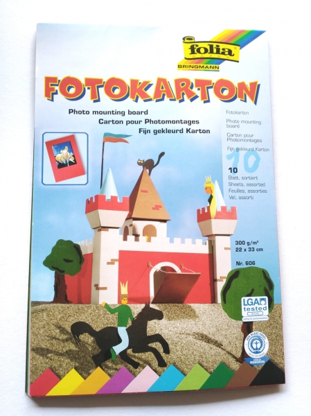 Mappe Fotokarton - 10 Blatt - farbig sortiert - 22 x 33 cm